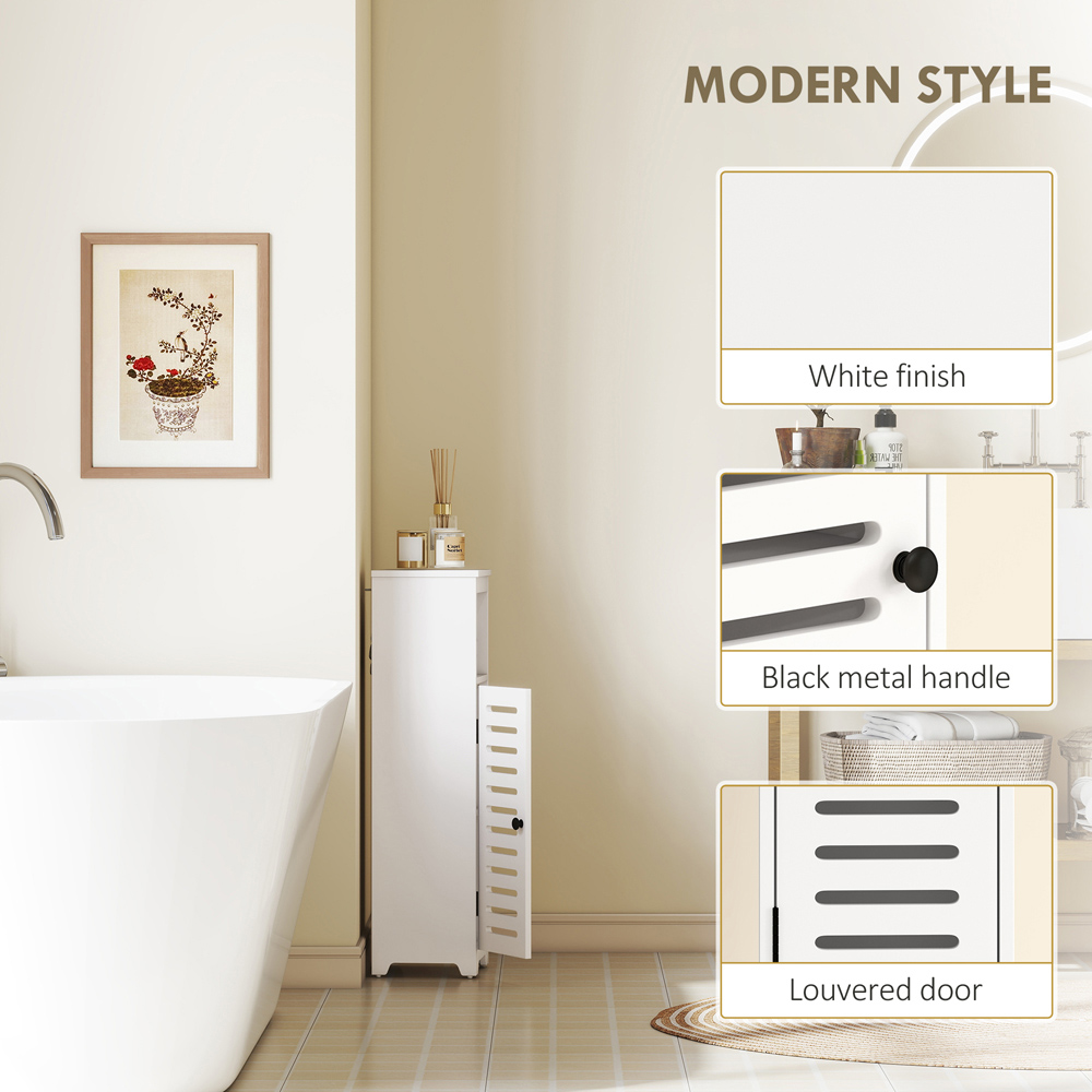 Portland Single Door Single Shelf White Bathroom Cabinet Image 6