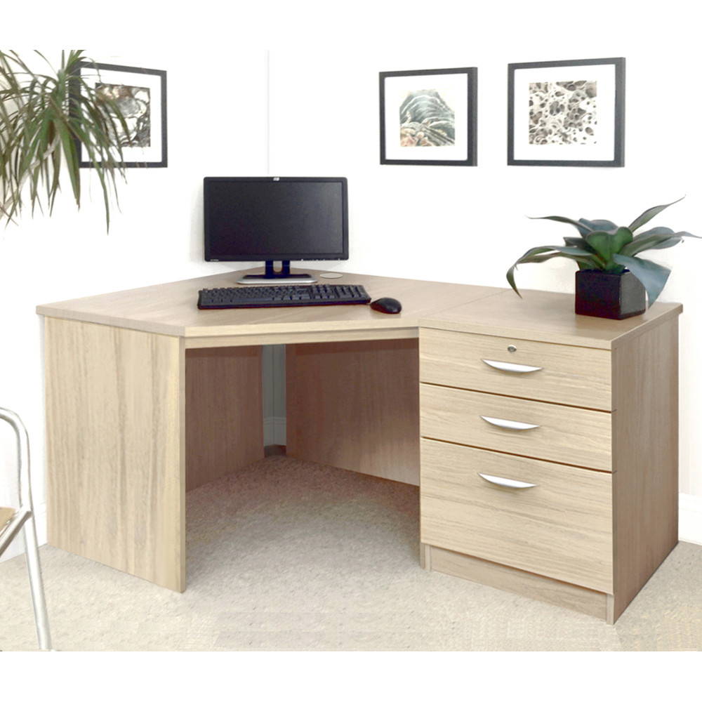 R White Cabinets 2 Drawer Single Cabinet Brown Set-07 Corner Desk Image 4