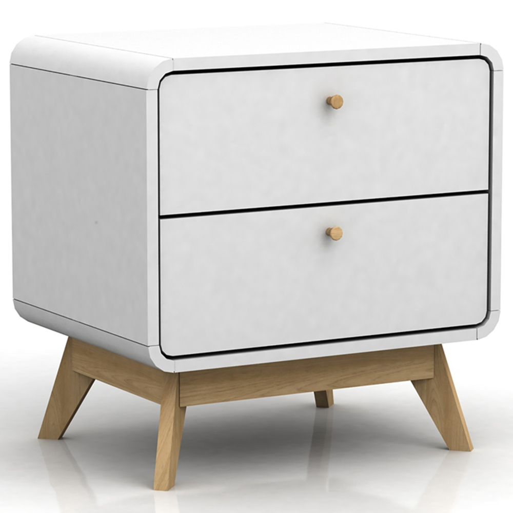 Loft24 Cassie 2 Drawer White Nightstand Image 2