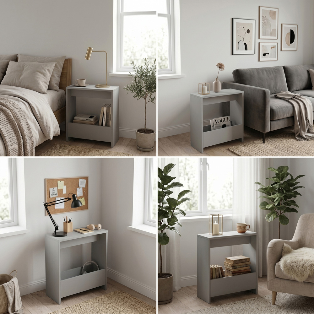 Shefa Line Focus Single Shelf Grey Slim Side Table Image 6