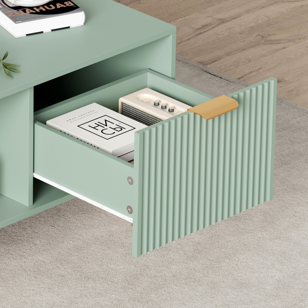 FurnitureHMD Single Drawer Single Shelf Green Coffee Table Image 6