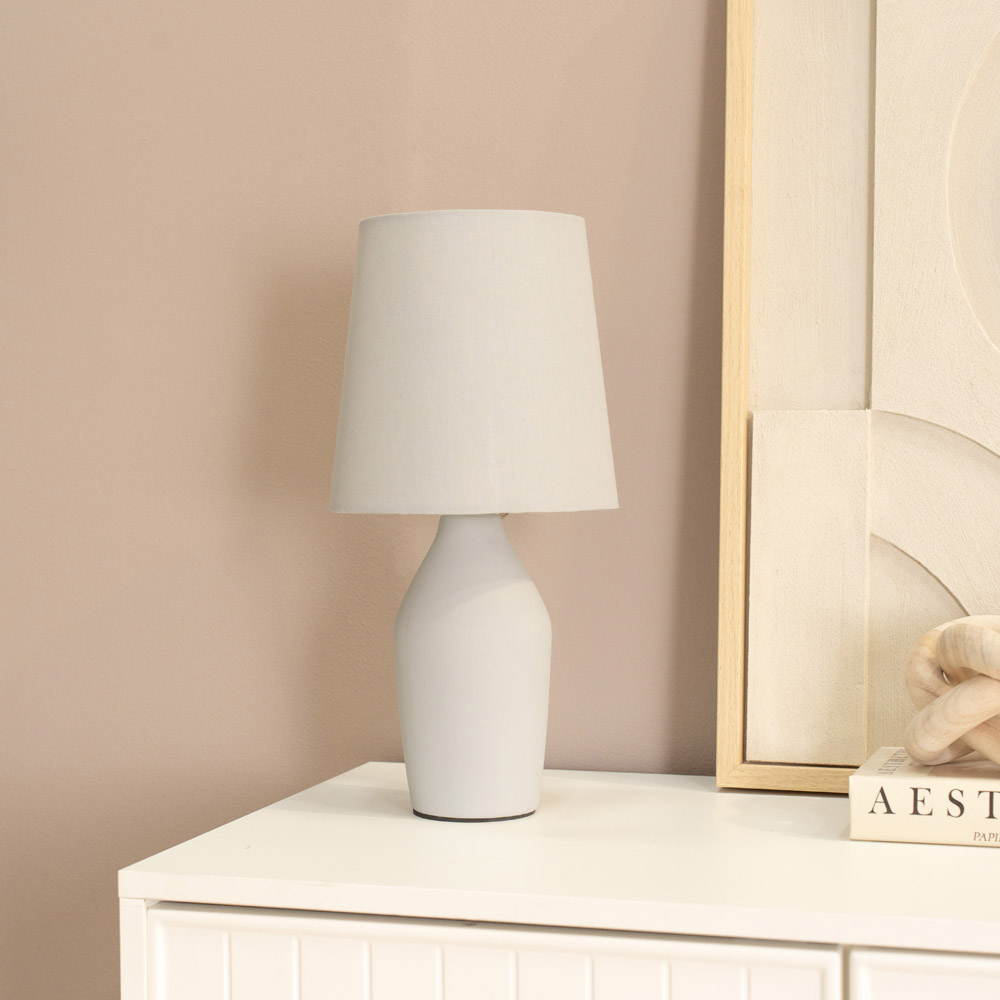 ValueLights Arlo Grey Shade Ceramic LED Table Lamp Image 3