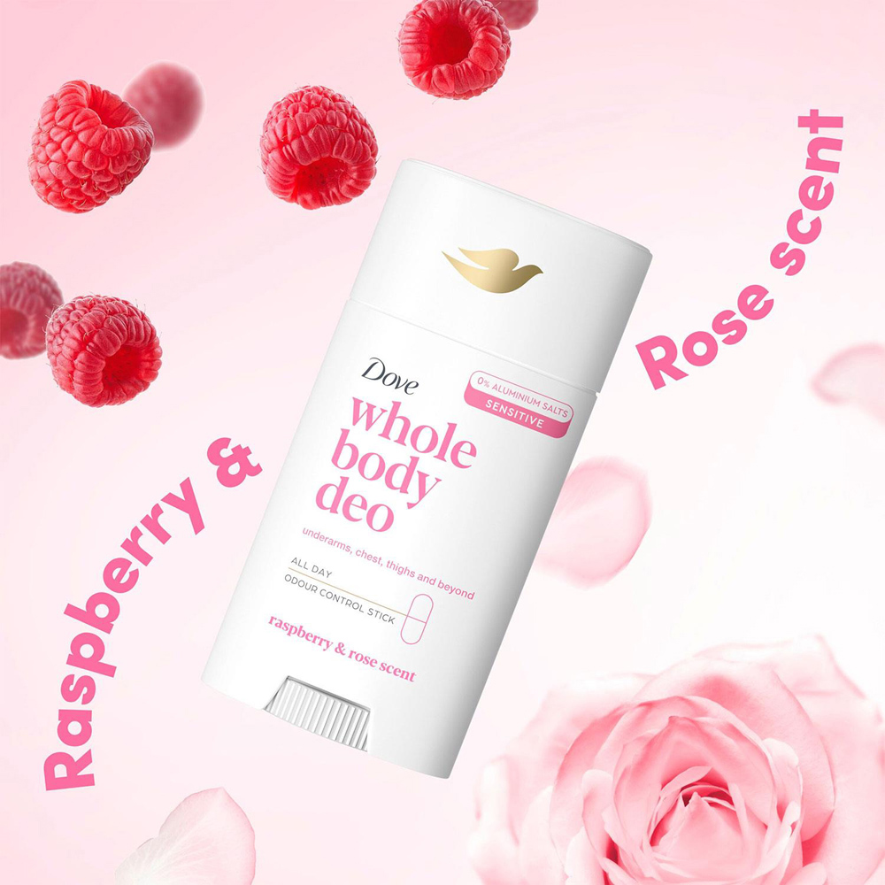 Dove Whole Body Long Lasting Fresh Raspberry and Rose Deodorant Stick 75ml 6 Pack Image 7