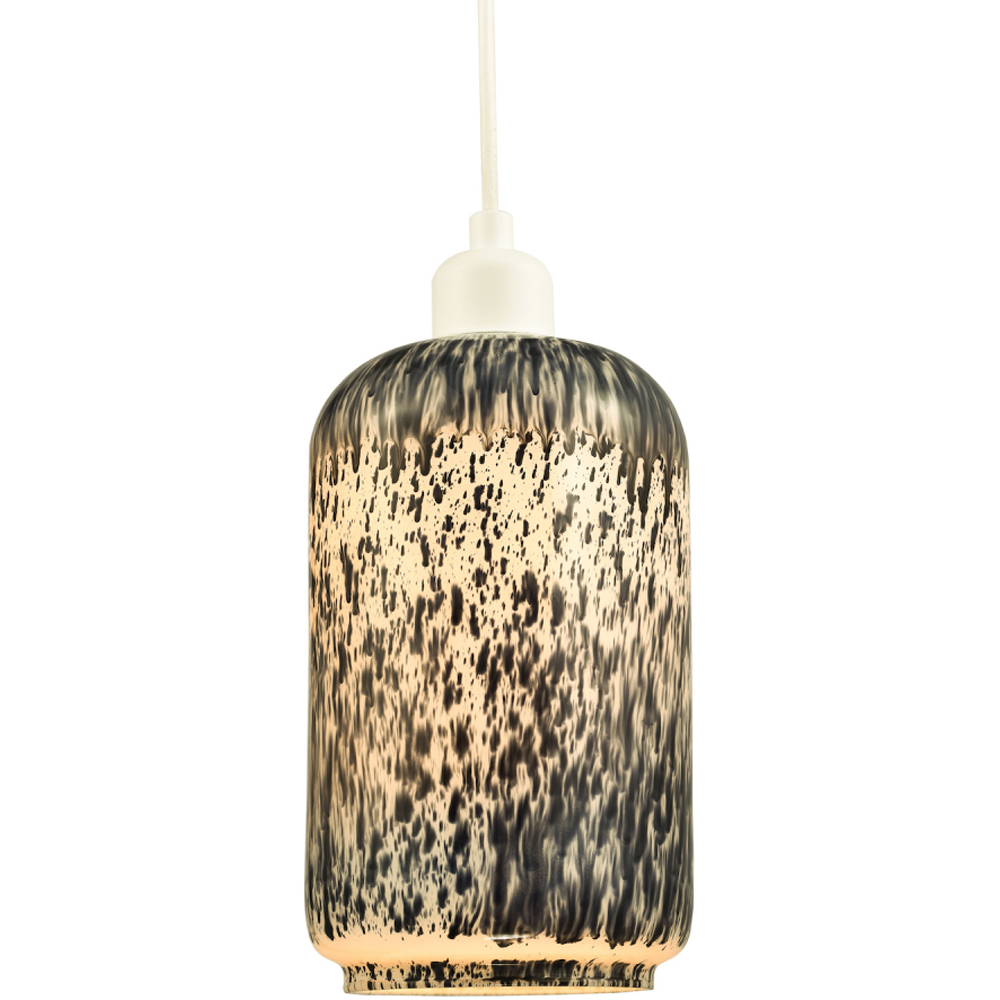 Happy Homewares Dove Grey and Dusty Blue Snowflake Marble Design Pendant Shade Image 3
