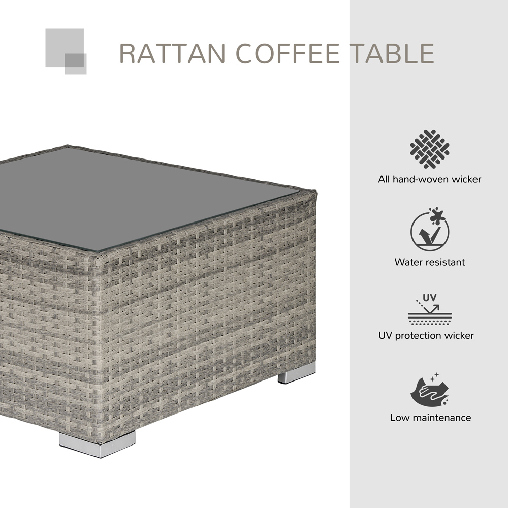 Outsunny Grey Rattan Square Coffee Table Image 6