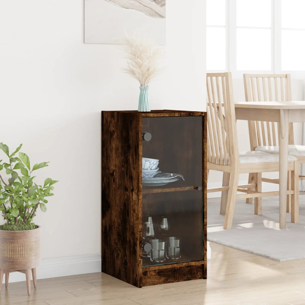 vidaXL Single Door Smoked Oak Side Cabinet Image 8