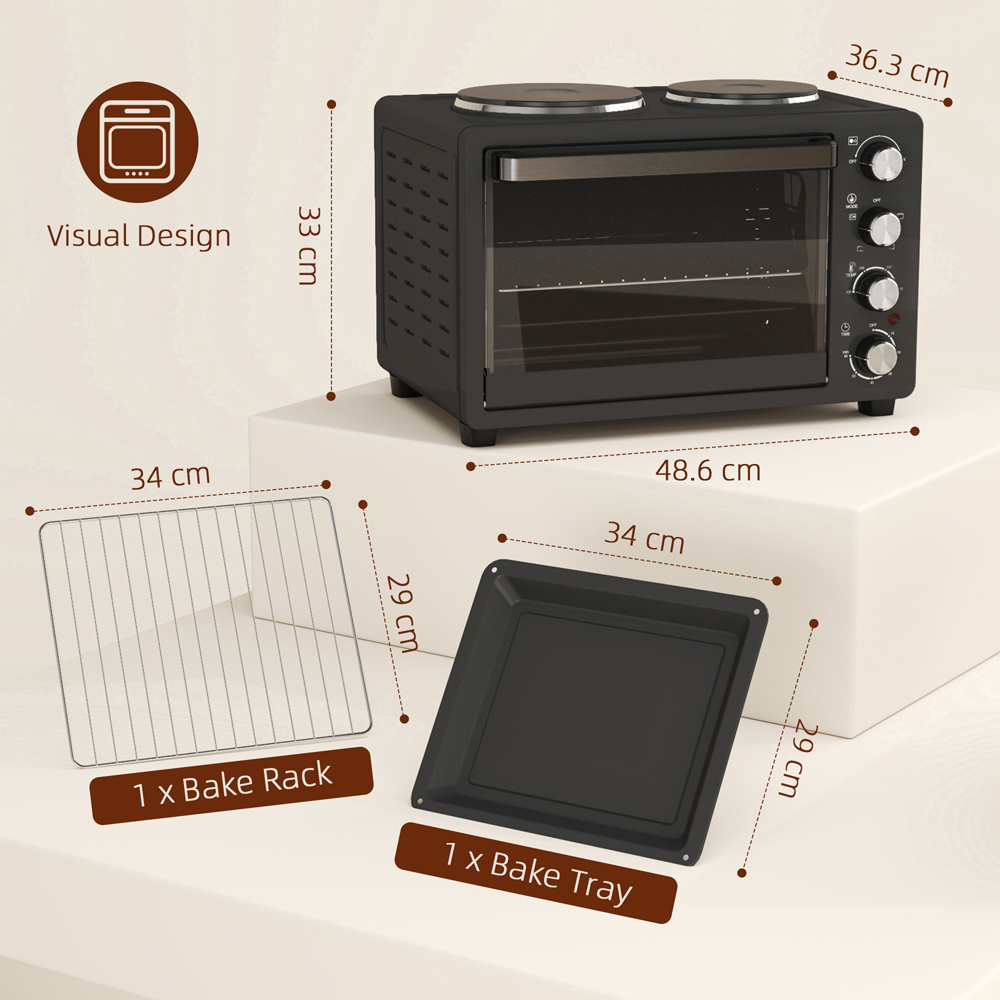 HOMCOM 800-198V70BK Black 28L Countertop Toaster Oven 2600W Image 9