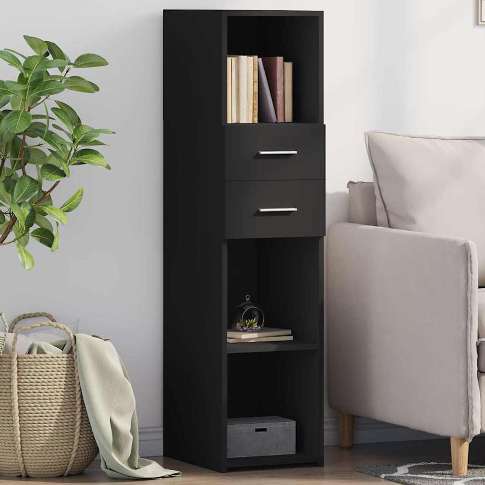 vidaXL 2 Drawer 3 Shelf Black Highboard Image 1