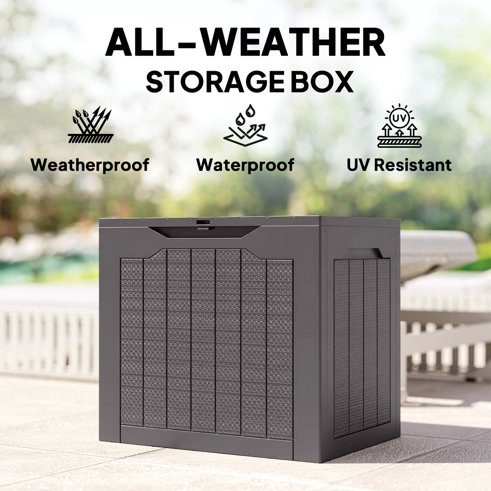 Outsunny 93L Brown Plastic Garden Storage Box Image 5