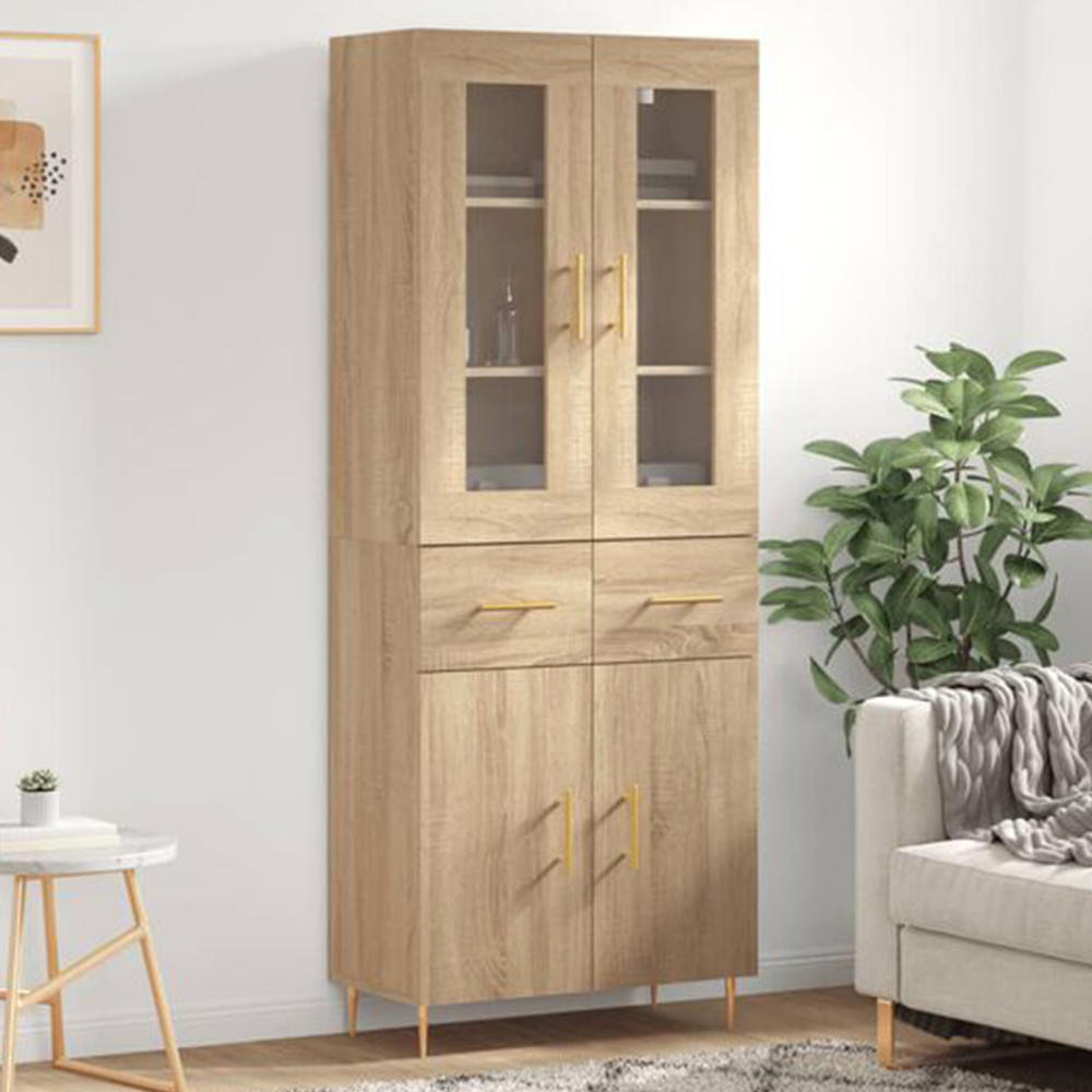 vidaXL 4 Door 2 Drawer Sonoma Oak Highboard Image 1