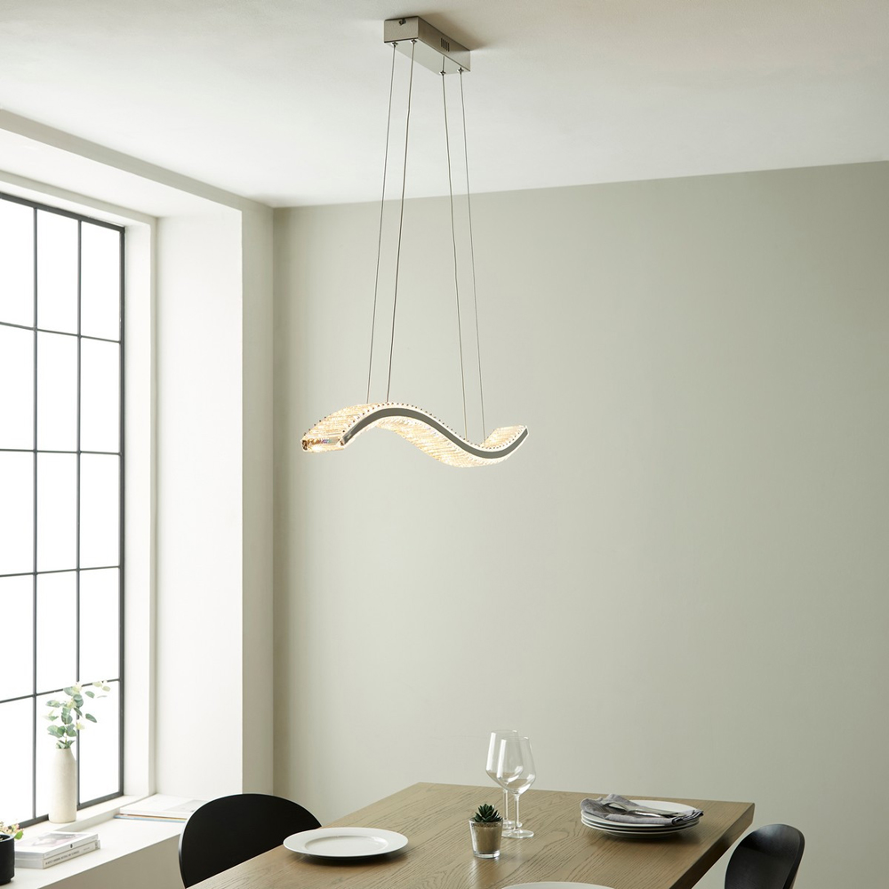 Merano Foggia Chrome Plate Crystal Pendant Ceiling Lamp Image 8