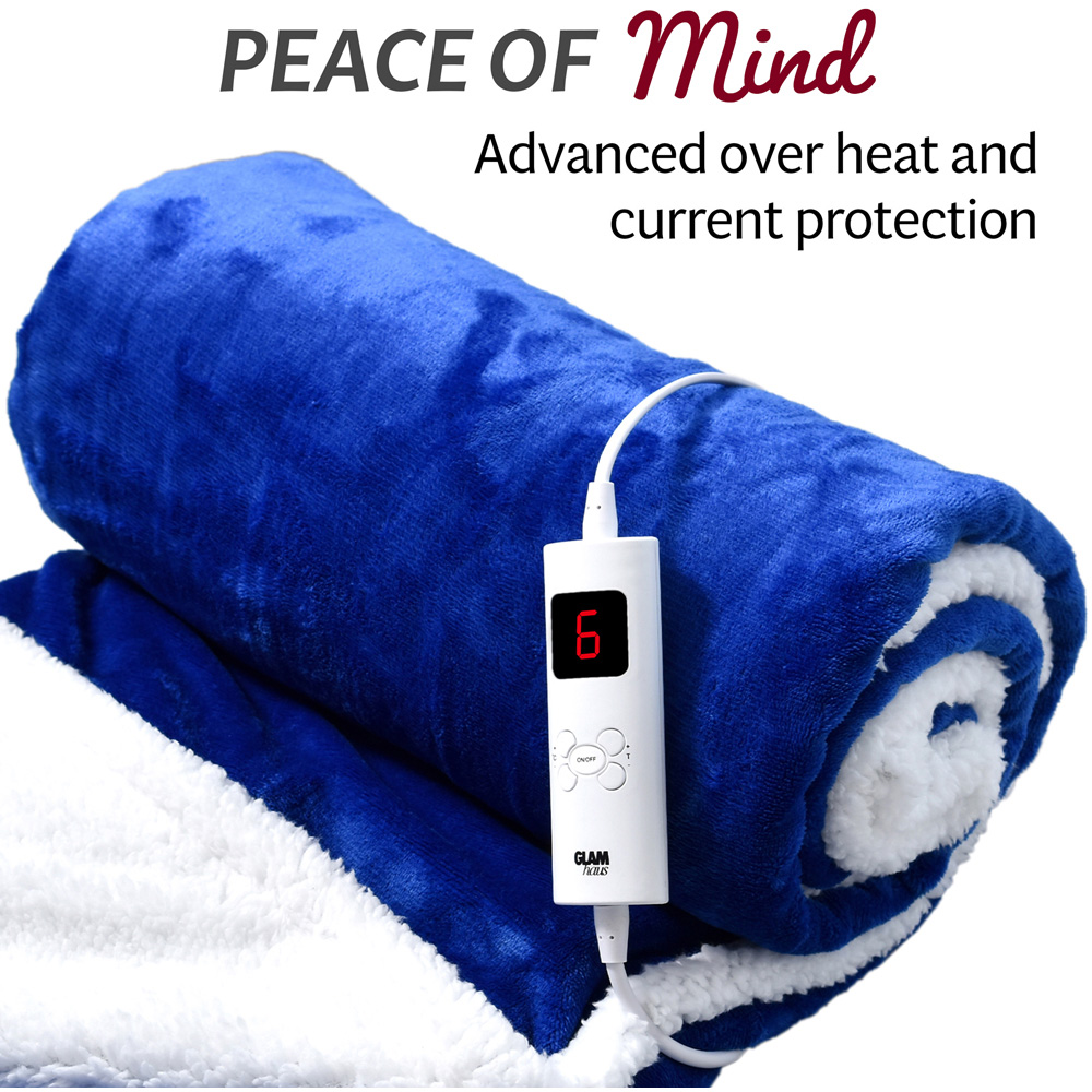 GlamHaus Dark Blue Electric Throw 160 x 130cm Image 6