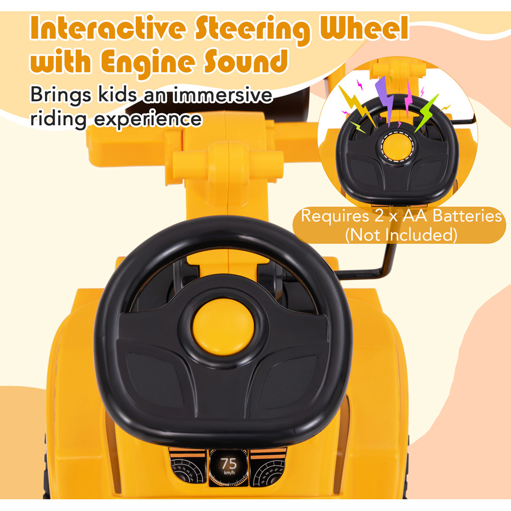 Costway Kids Yellow Ride On Road Roller with Adjustable Roller and Anti-Tipping Block Image 6