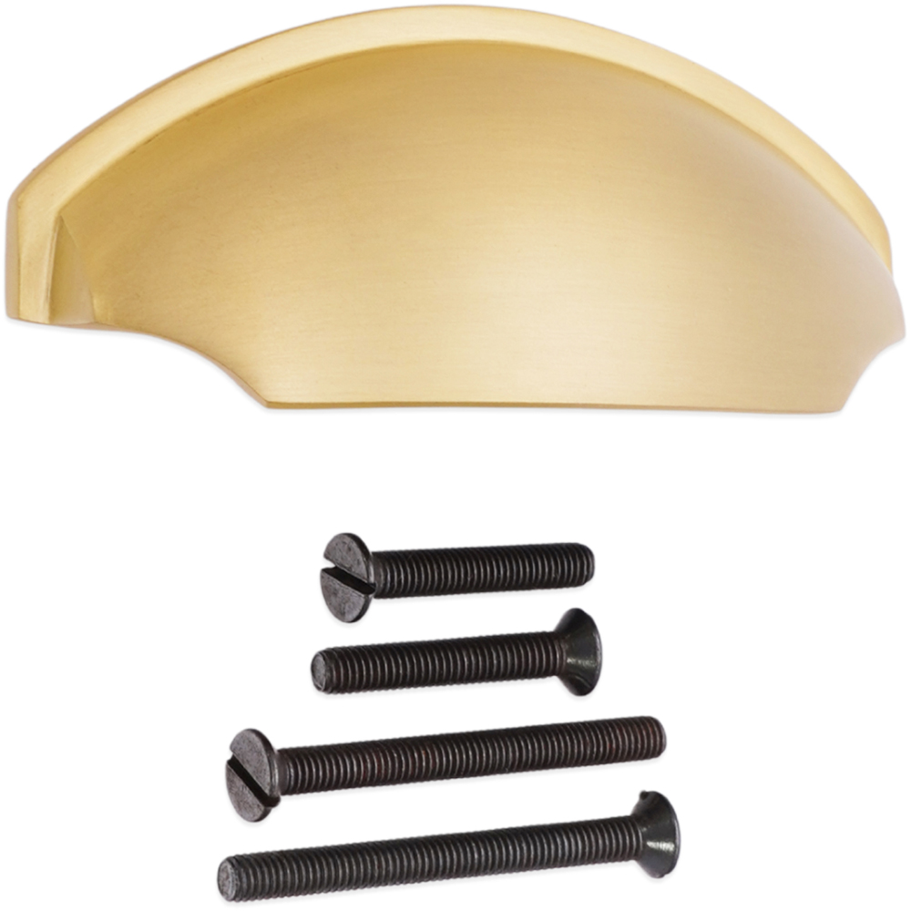 Spira Brass Tulip Satin Brass Cup Pull Drawer Handle Image 4