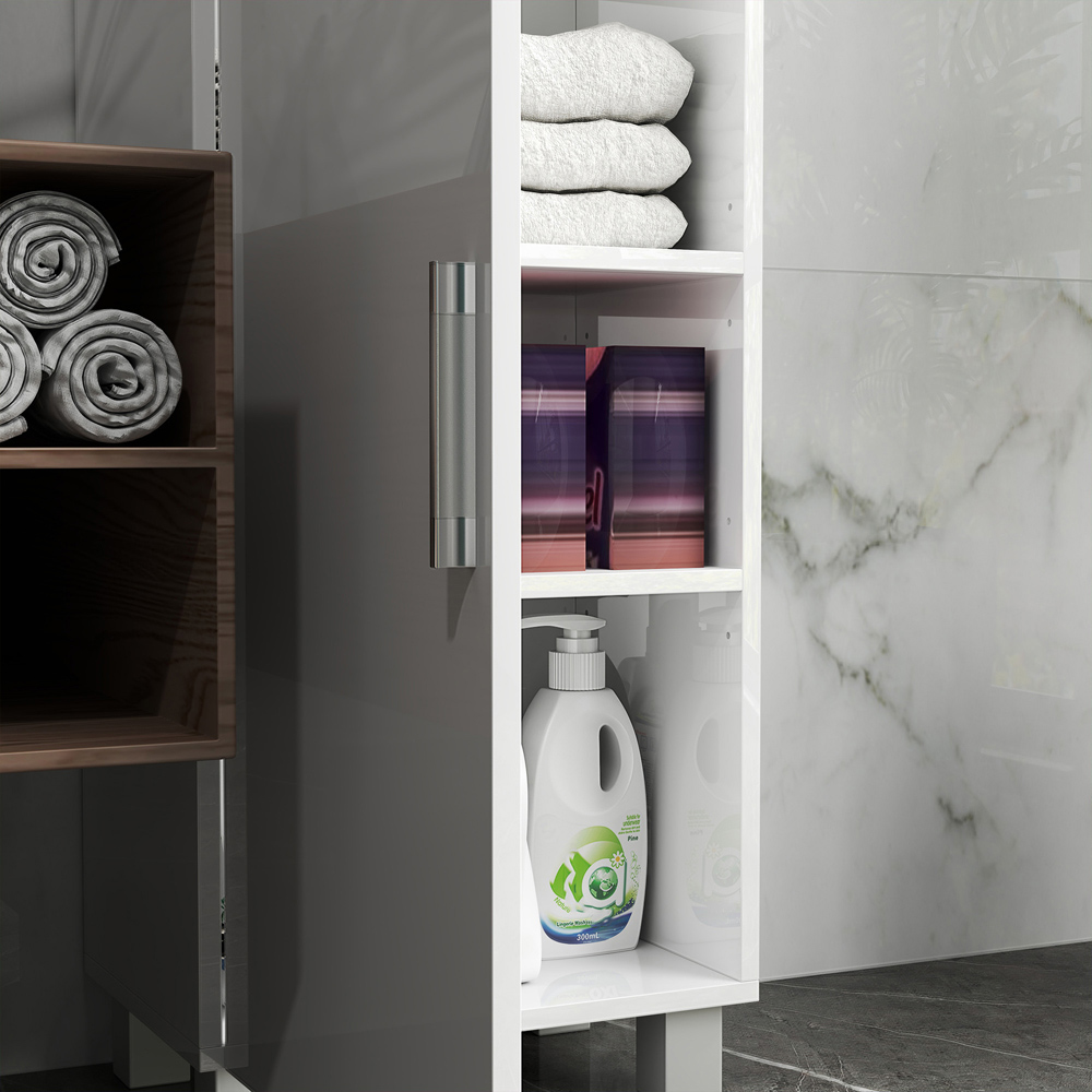 Portland 2 Door White Adjustable Shelves Tall Storage Cabinet Image 3