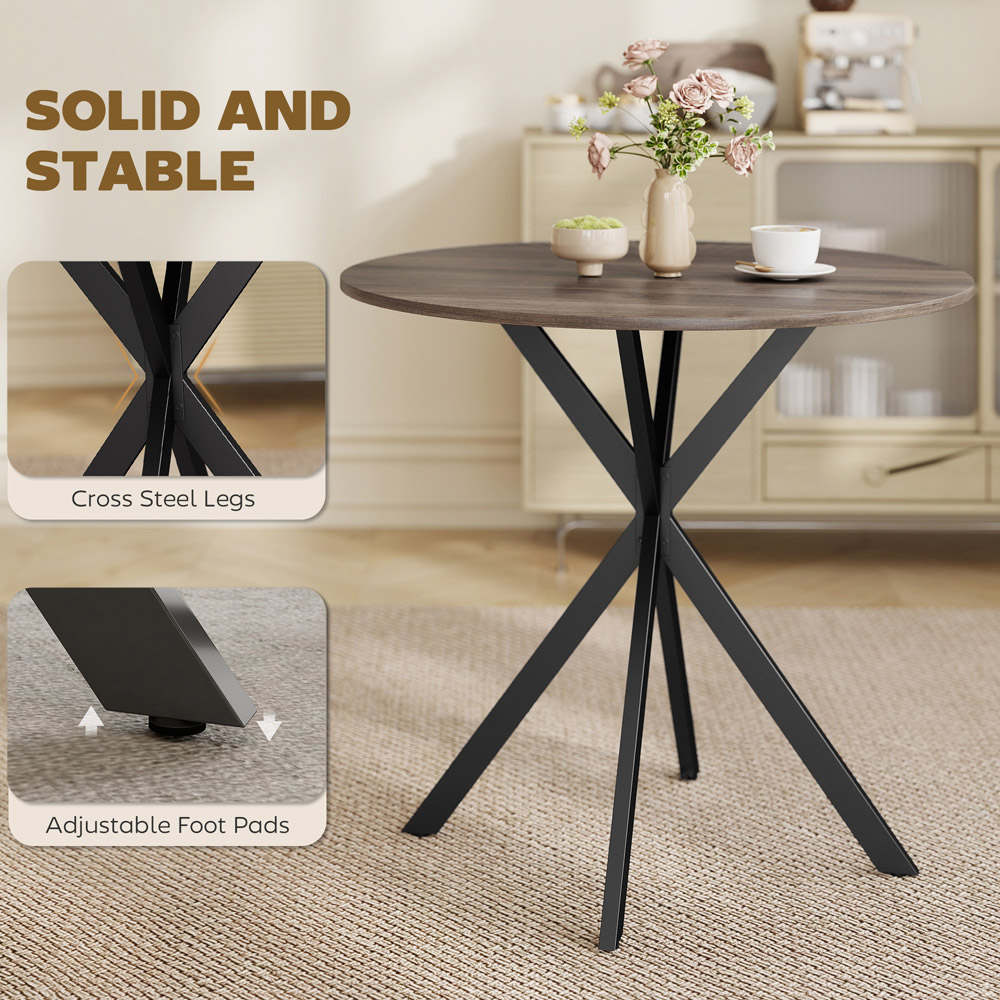 Portland 2 Seater Industrial Round Dining Table Brown Image 8