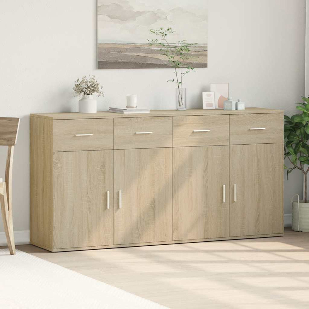 vidaXL 2 Door 2 Drawer Sonoma Oak Sideboard Set of 2 Image 8