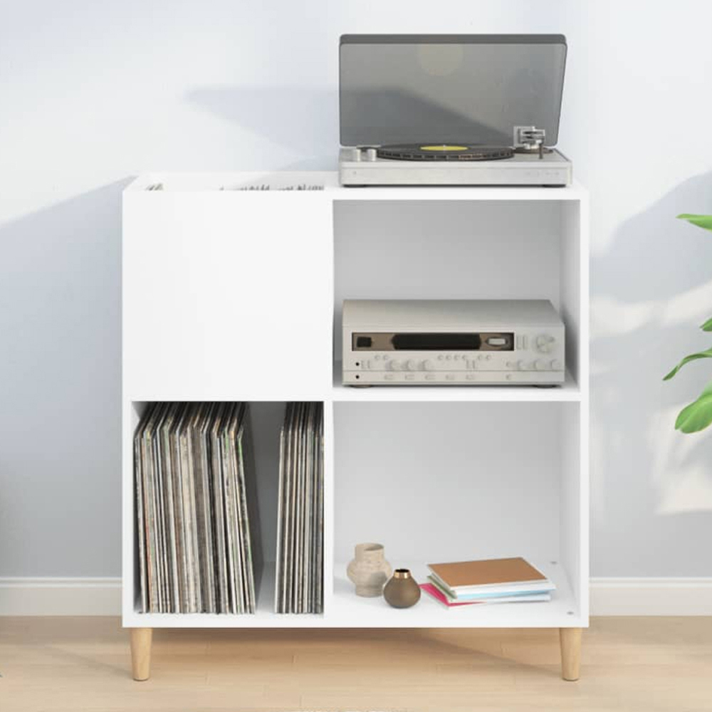 vidaXL 3 Shelf White Record Cabinet Image 1