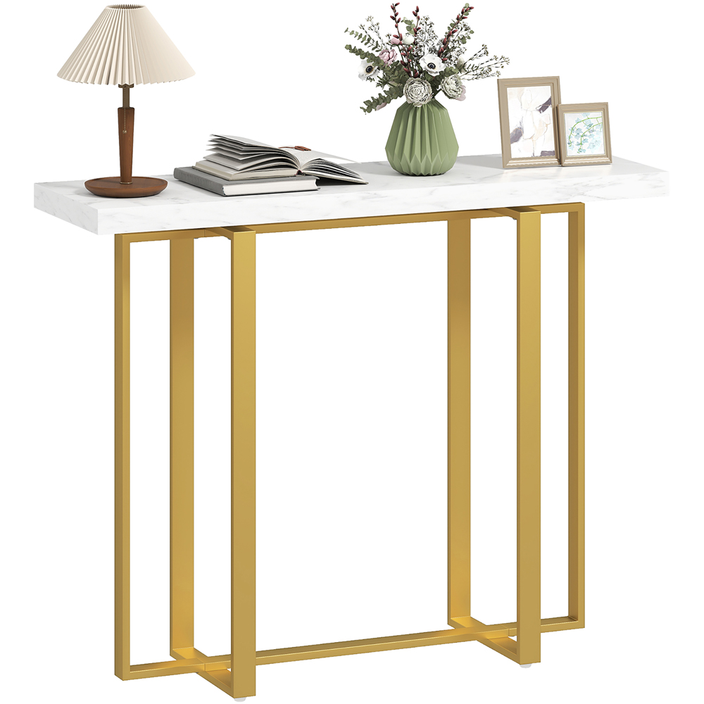 Portland White Modern Slim Long Accent Sofa Side Table  Image 2