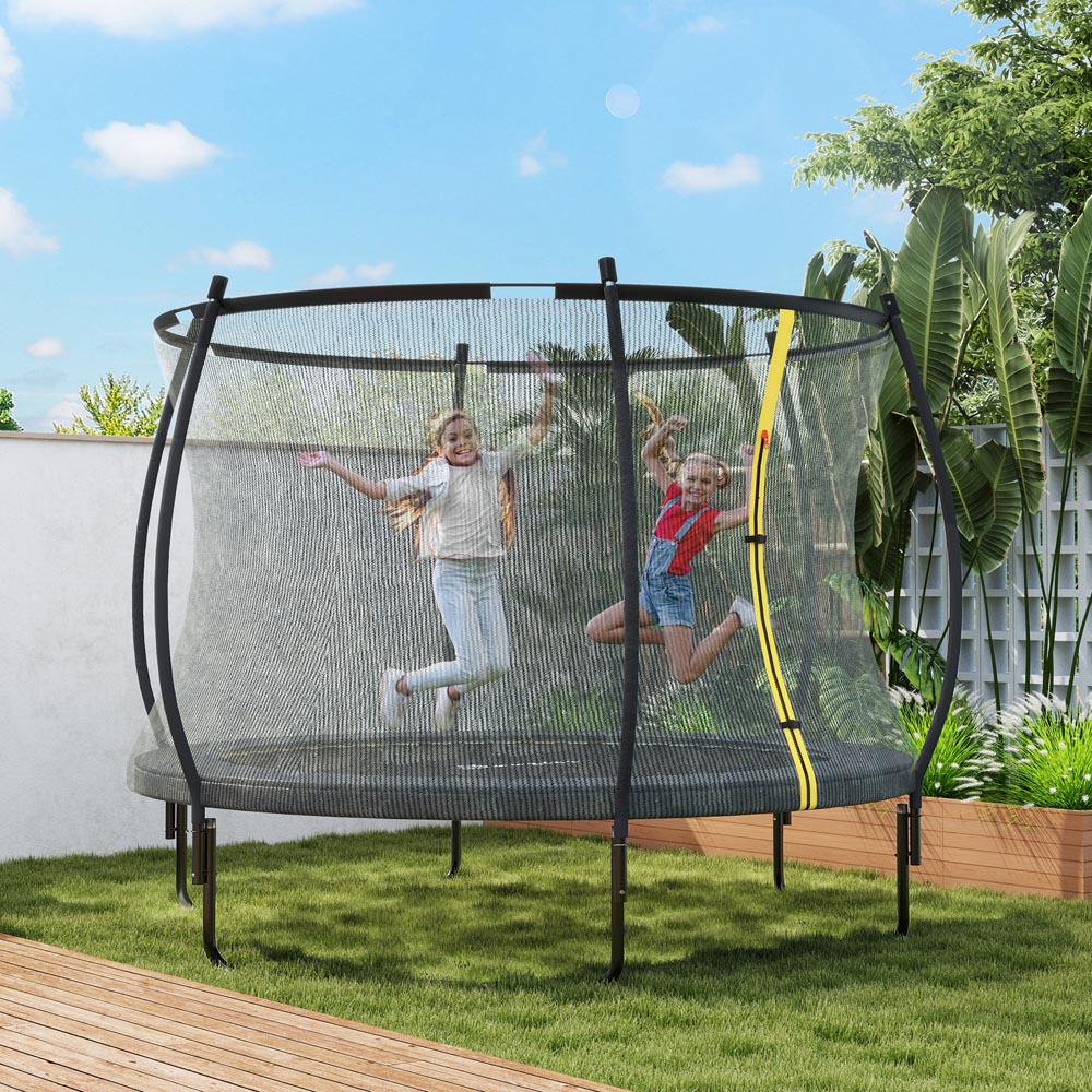 SPORTNOW 8ft Black Trampoline with Safety Enclosure Net Image 2