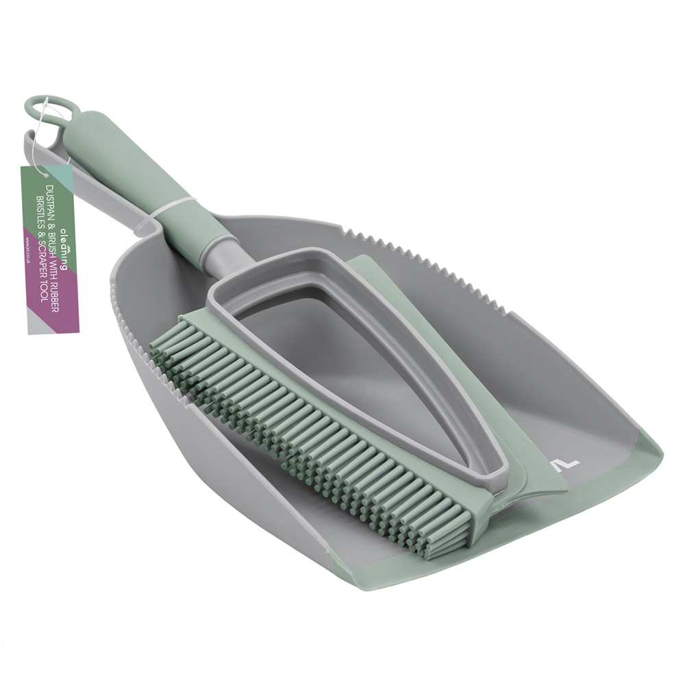 JVL Grey Rubber Dust Pan and Brush Set Image 6