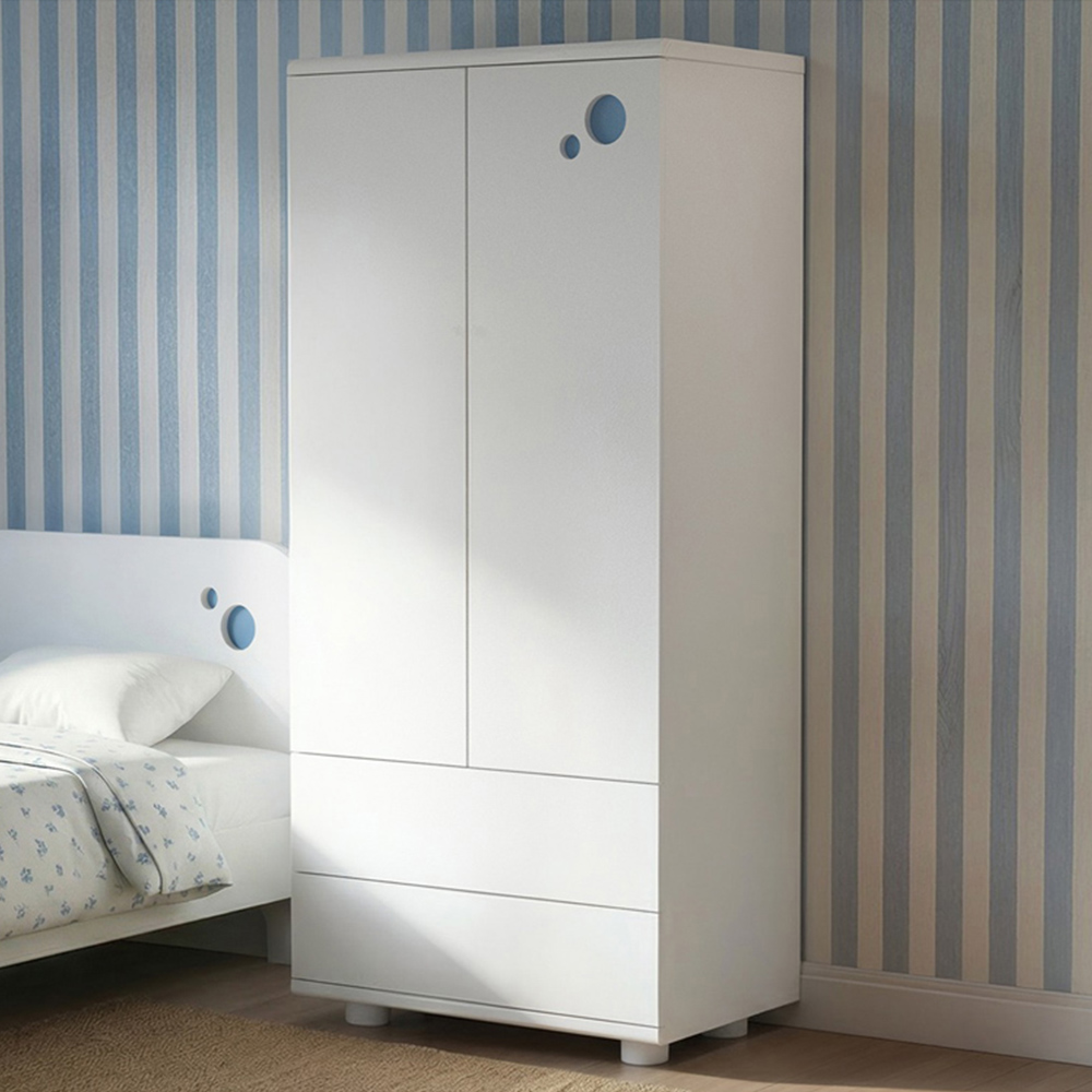 Flair Livana 2 Door 2 Drawer White Wardrobe Image 1