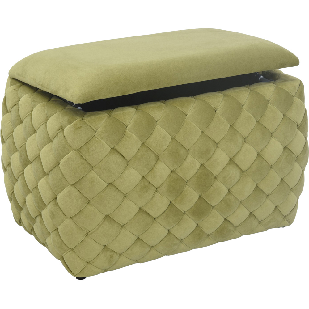 Artemis Home Plumeo Green Velvet Storage Ottoman Image 2
