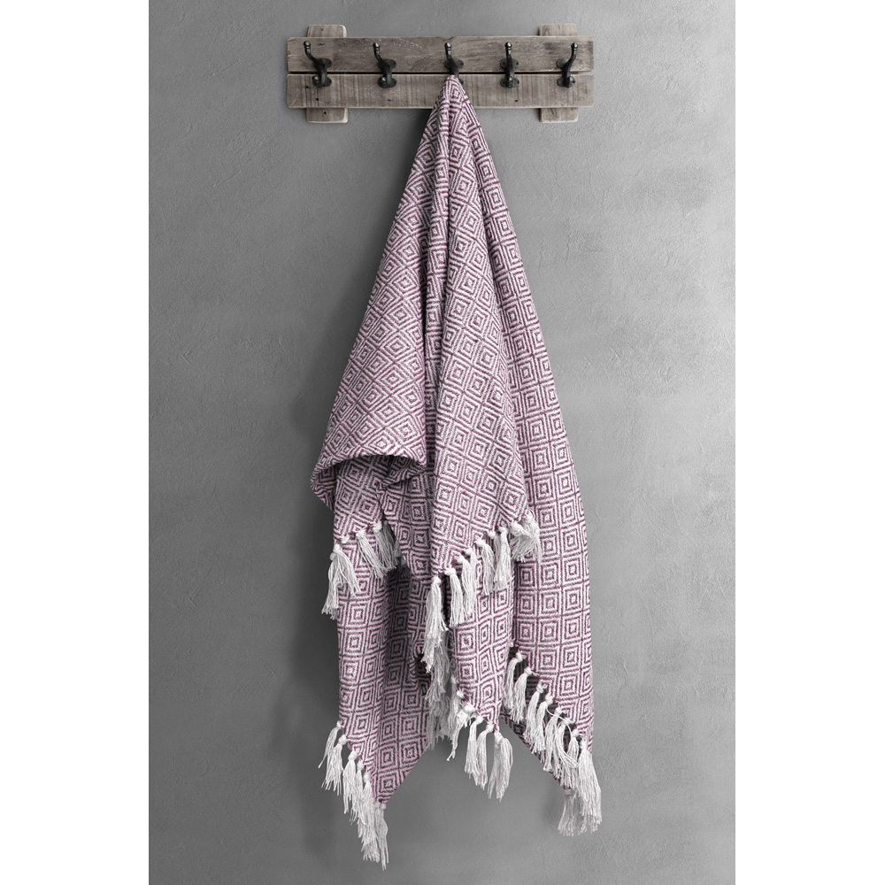 Velosso Blush Diamond Pattern Cotton Woven Tasselled Throw 178 x 254cm Image 2