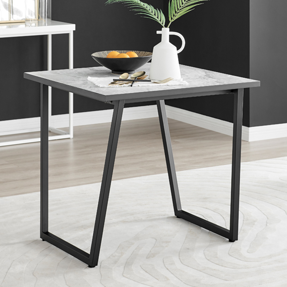 Furniturebox Copeland Cesano Marble Effect 2 Seater Dining Set White Grey and Black Image 2