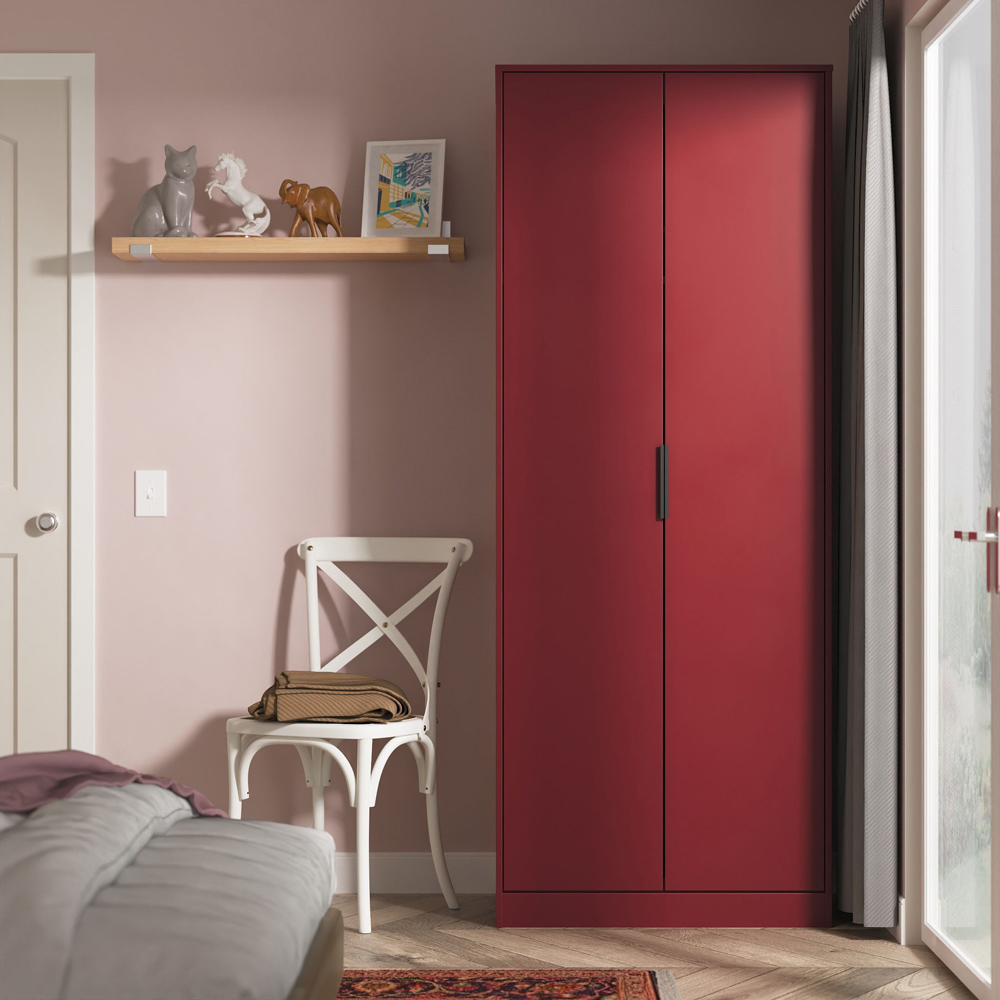 Crowndale Hong Kong 2 Door Red Matt Tall Wardrobe Ready Assembled Image 7