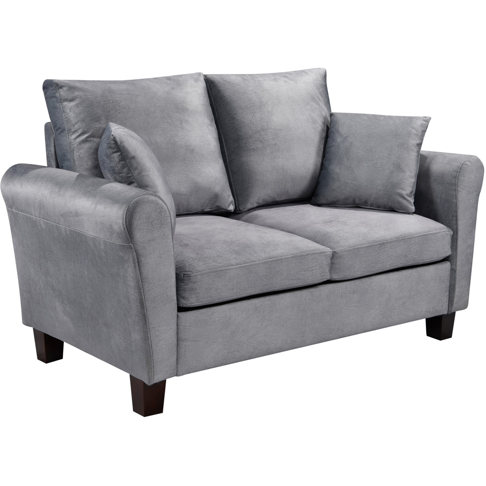 Brooklyn 2 Seater Grey Brushed Velvet Sofa Image 2