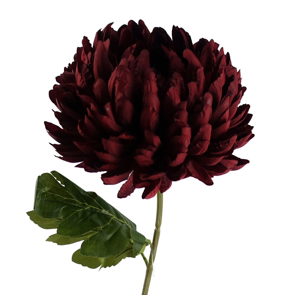 Leaf Red Extra Large Reflex Chrysanthemum Single Stem Artificial Flower 2.5ft 6 Pack Image 3