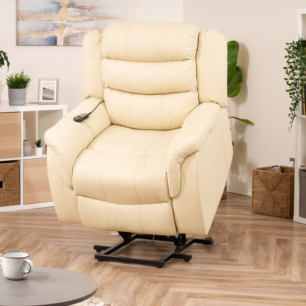 Artemis Home Almeira Cream Massage and Heat Electric Riser Recliner Chair Image 3