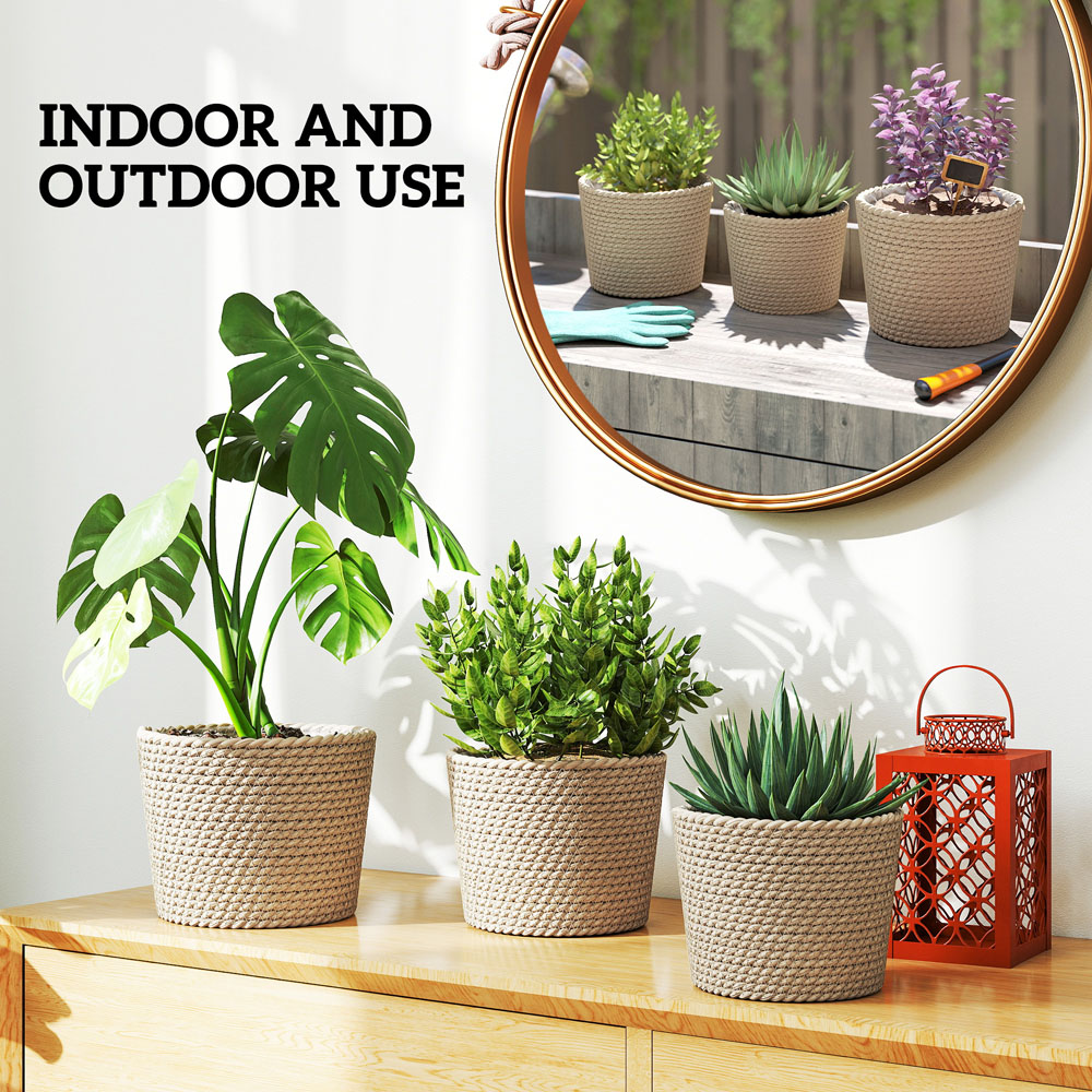 Outsunny Natural Bohemian Style Seagrass Plant Pot Set of 3 Image 8