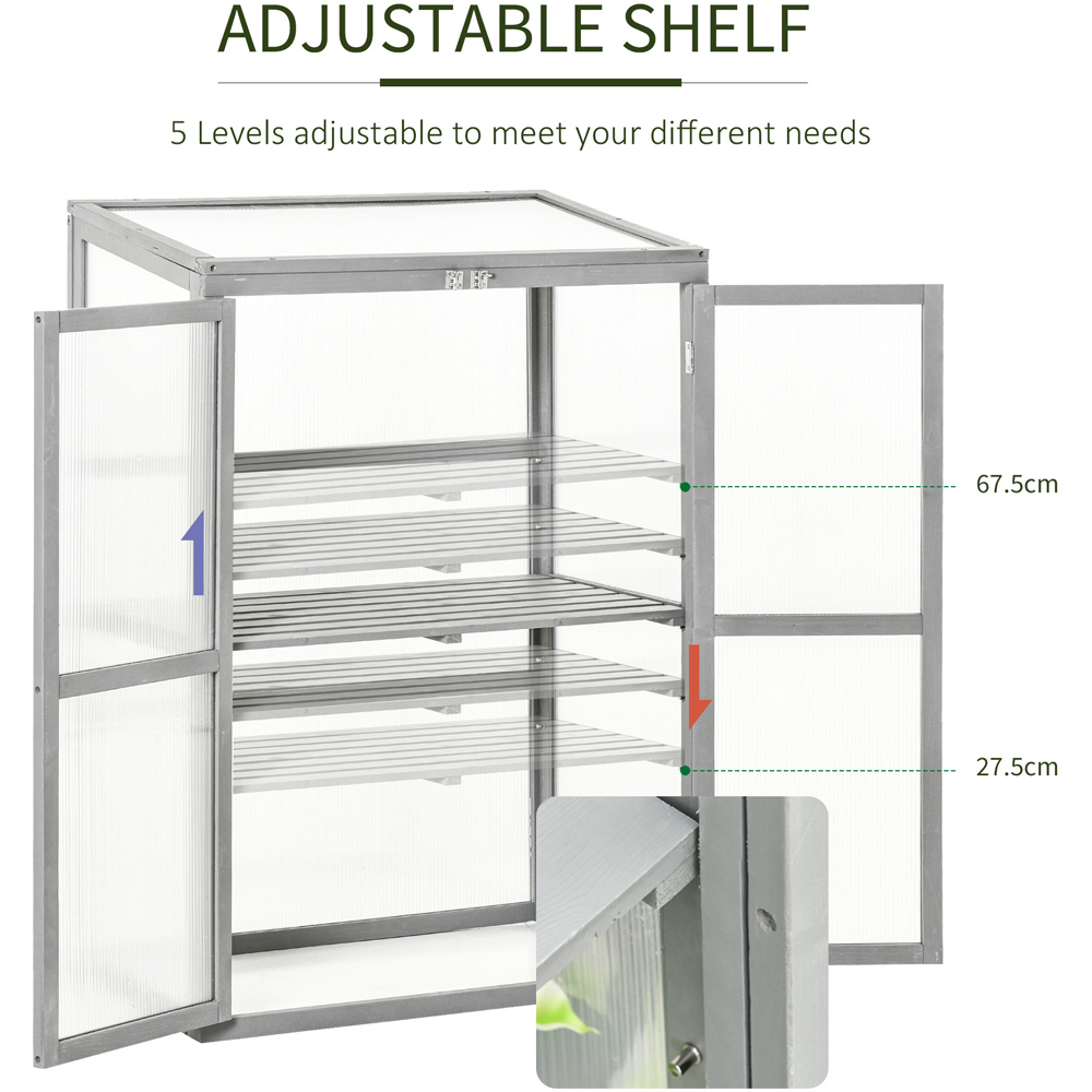 Outsunny Wooden Polycarbonate Cold Frame Greenhouse Image 7