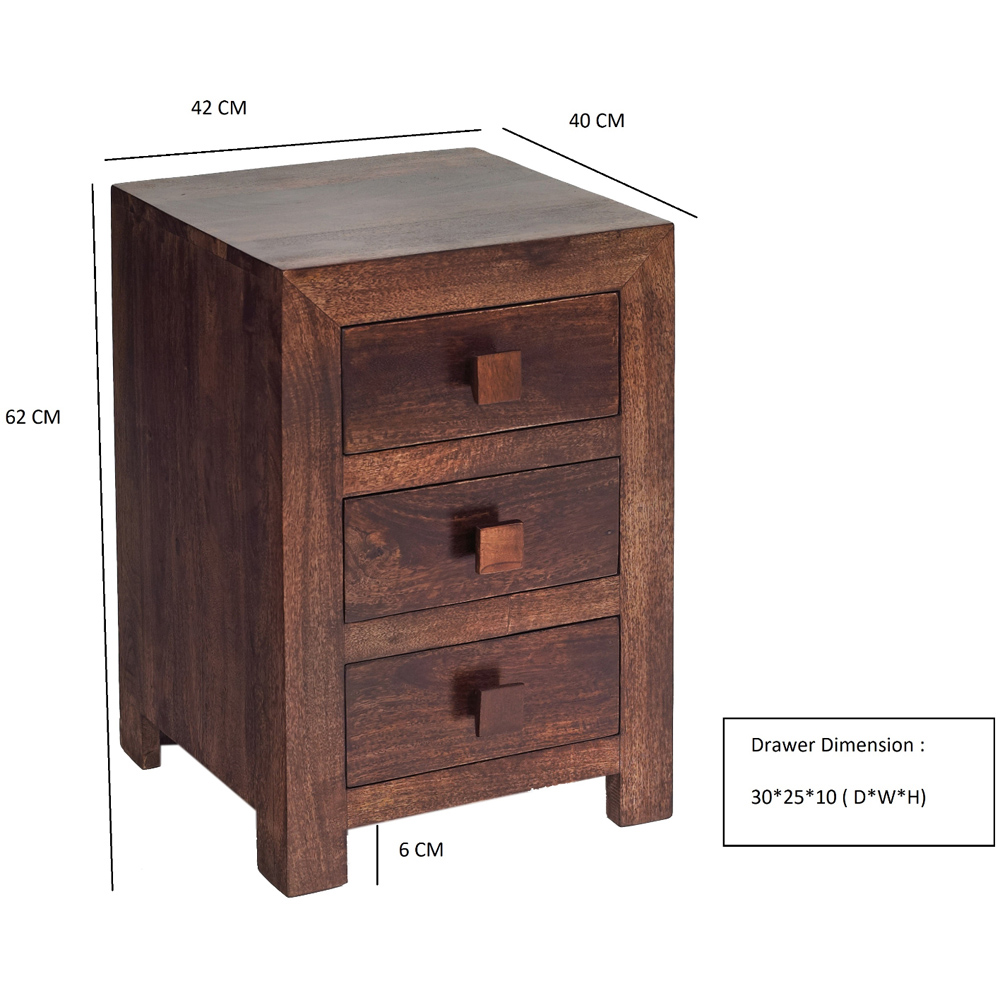 Brooklyn Nihash Toko 3 Drawer Dark Mango Bedside Image 6
