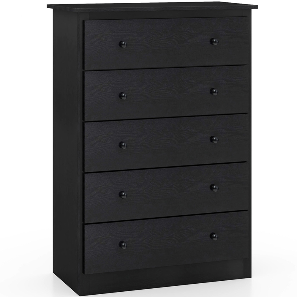 Costway 5 Drawer Black Wooden Chest of Drawer Image 2