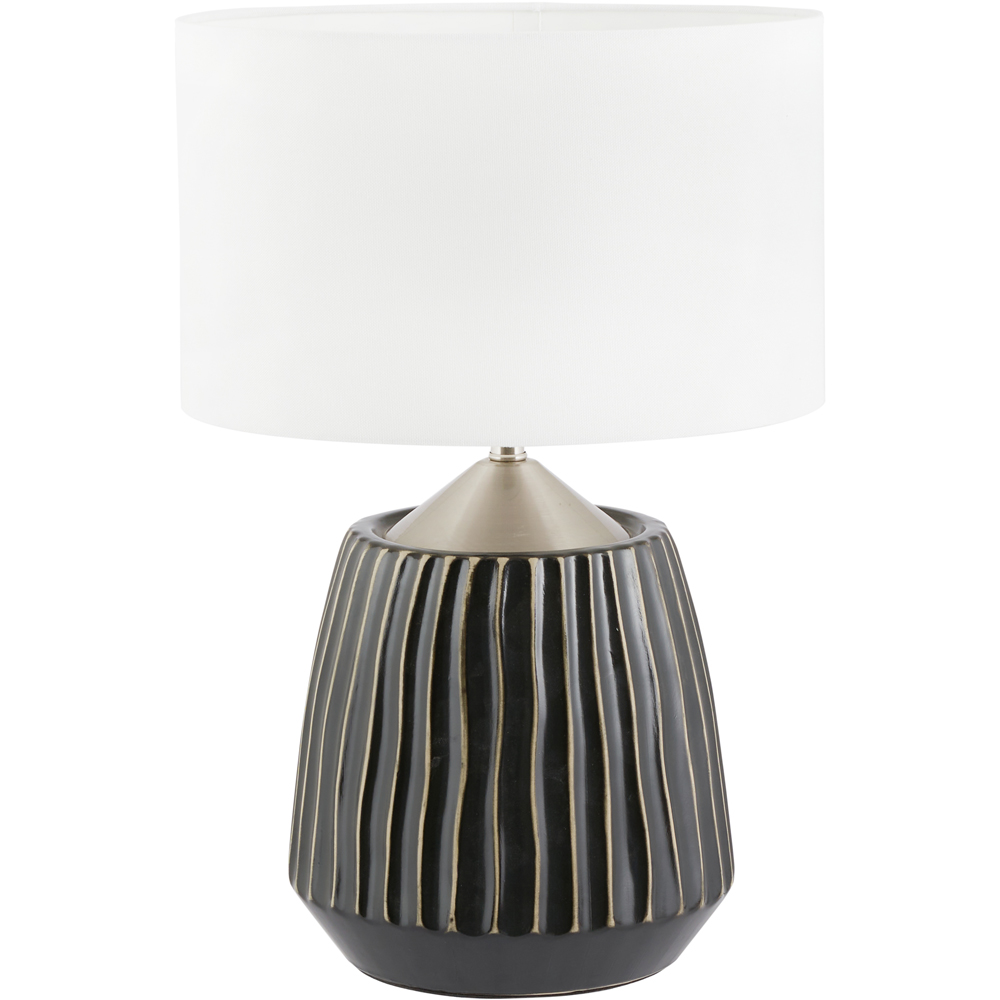 Pacific Lifestyle Artemis Black Textured and Brushed Silver Ceramic Table Lamp Image 1