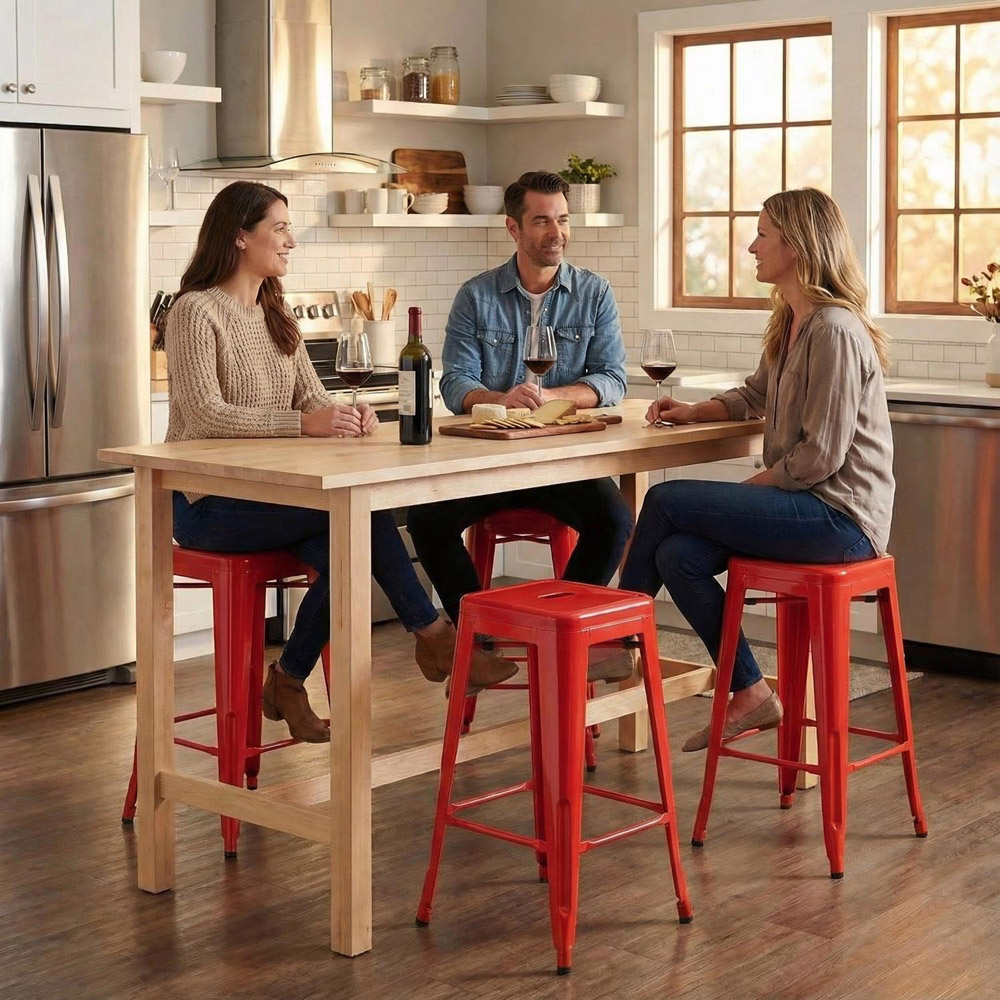 FWStyle Red Gloss Metal Bar Stool 4 Pack Image 5