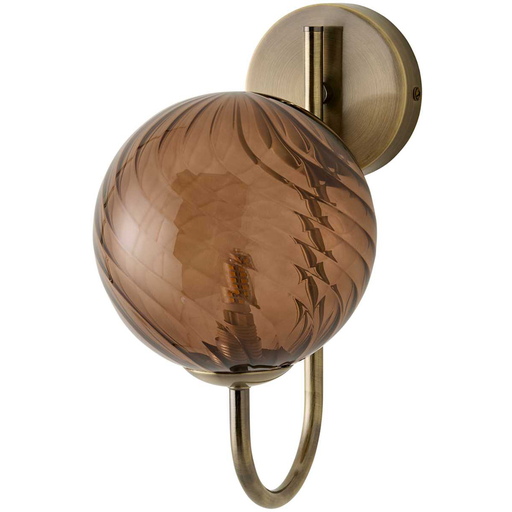 ValueLights Sydney Glass Swirl Shade Brass Metal Wall Light and Bulb 2 Pack Image 1