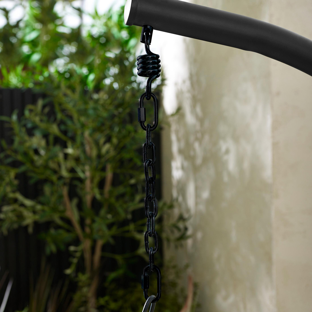 Furniturebox Veza Rattan Light Brown Hanging Egg Chair with Cream Cushion Image 5