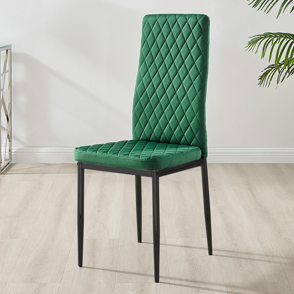 Furniturebox Lucia Valera 4 Seater Dining Set Grey Gloss Green and Black Image 4