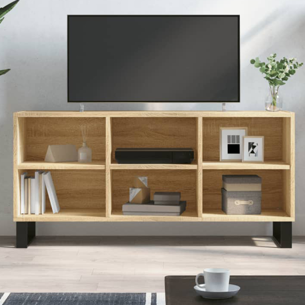 vidaXL 6 Shelf Sonoma Oak TV Cabinet Image 1