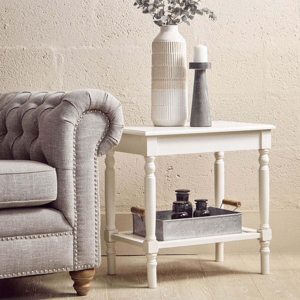 Premier Housewares Single Shelf Ivory Side Table Image 3