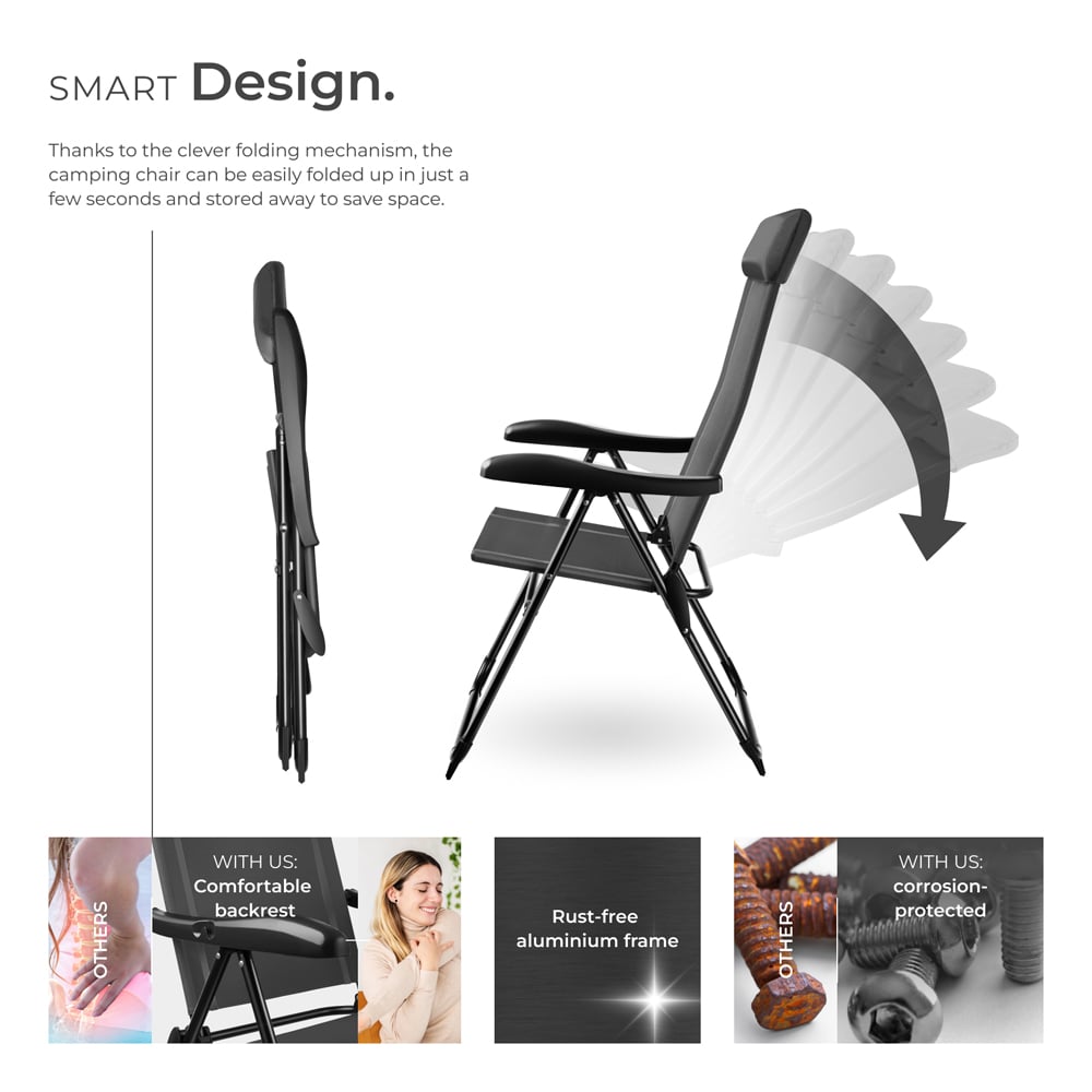 tectake Set of 6 Lightweight Foldable Camping Chair Image 3