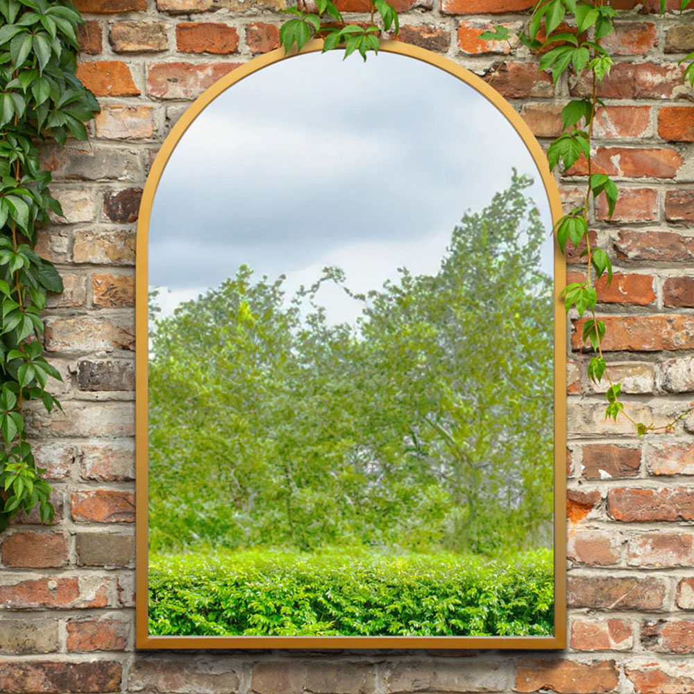 MirrorOutlet The Arcus Gold Framed Arched Garden Wall Mirror 100 x 70cm Image 2