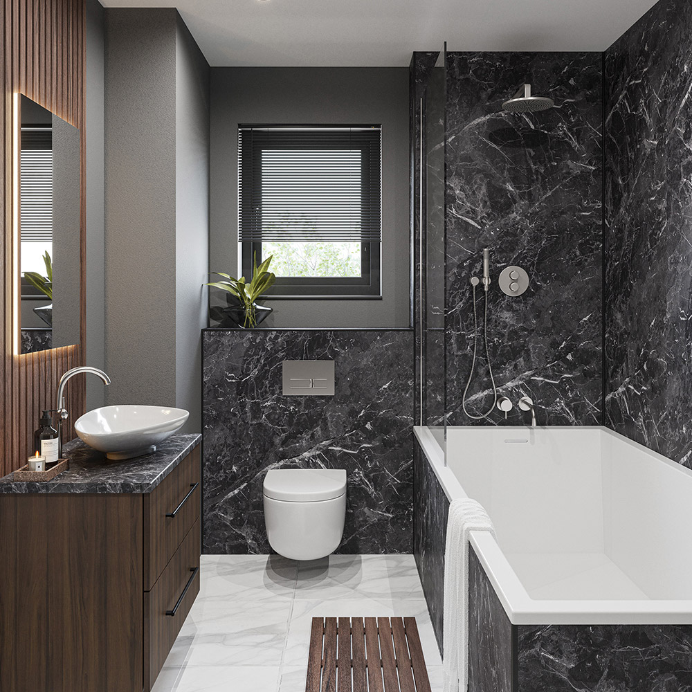 Wetwall Mermaid Concrete Collection Marbre Palazio Plywood Shower Panel 2420 x 1210mm Image 1