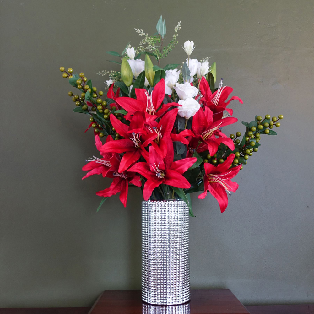 Botanik Silver Dot Glass Vase 30cm Image 2