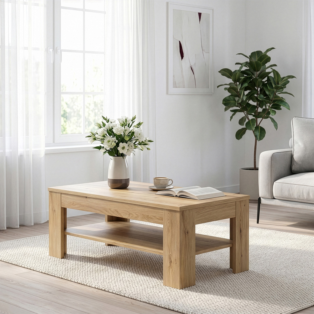 Florence Grafton Single Shelf Oak Coffee Table Image 6