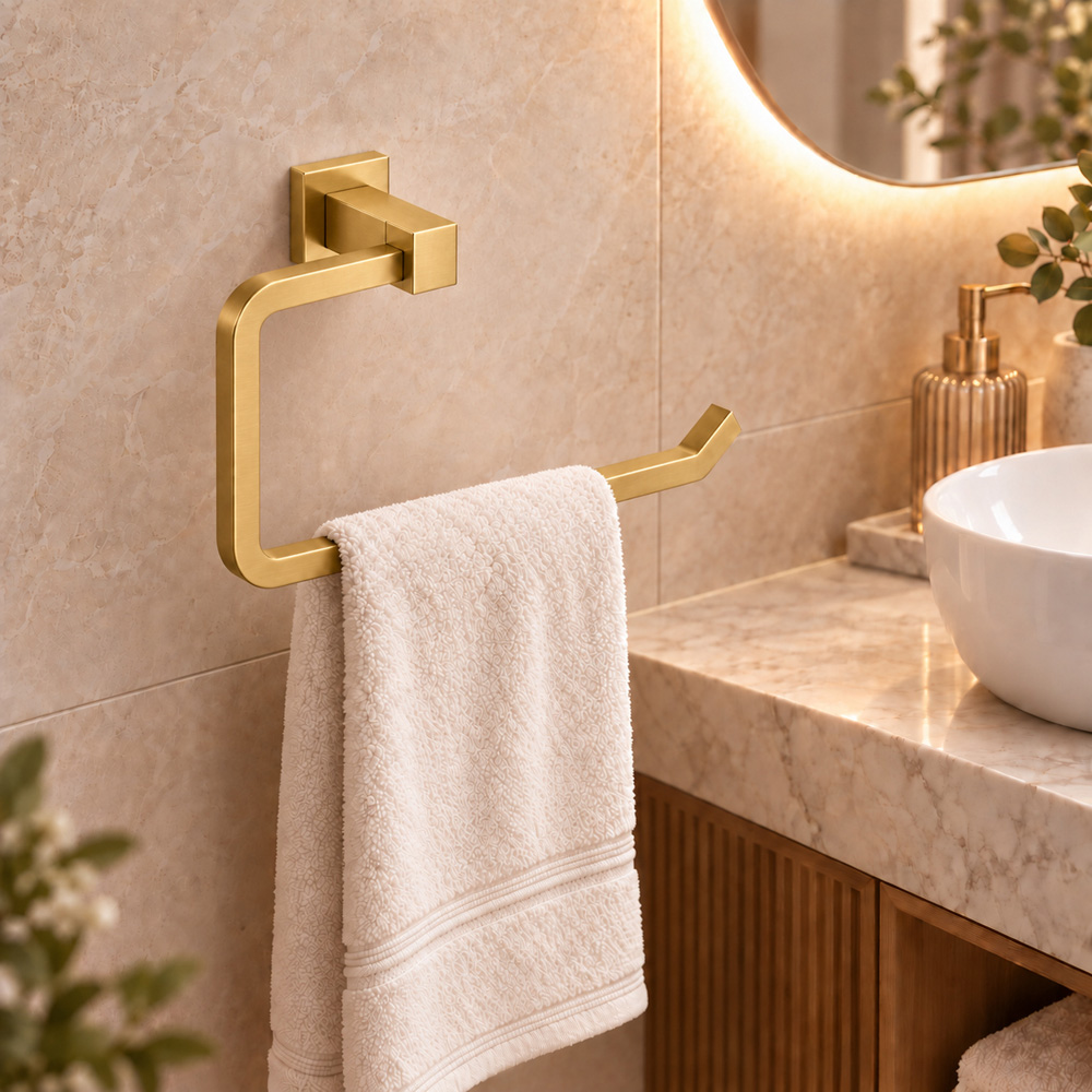 Go Bathrooms Froma Brushed Gold Wall-Mounted Towel Ring 229mm Image 2